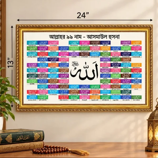 আল্লাহর ৯৯ নাম আসমাউল হুসনা ইসলামিক ওয়াল ফ্রেম